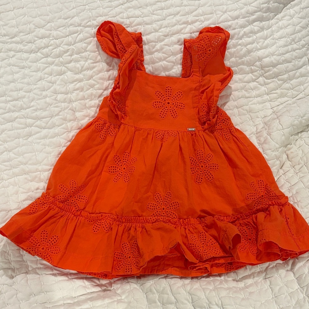 Mayoral Orange Eyelet Toddler Dress
